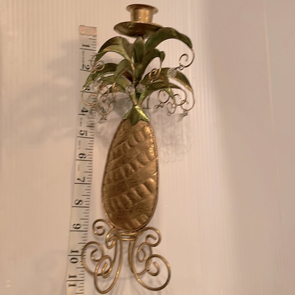 Pineapple 🍍 Detailed Candle Holder -w/ Hanging Clear Beads Must see - unique - Picture 5 of 14